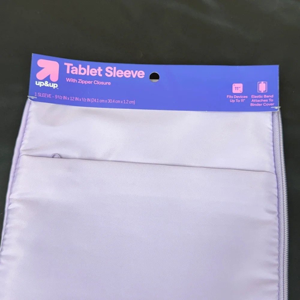 Up&Up Purple Tablet Sleeve with Zipper Closure 9 1/2 inch x 12 inch x 1/2 inch